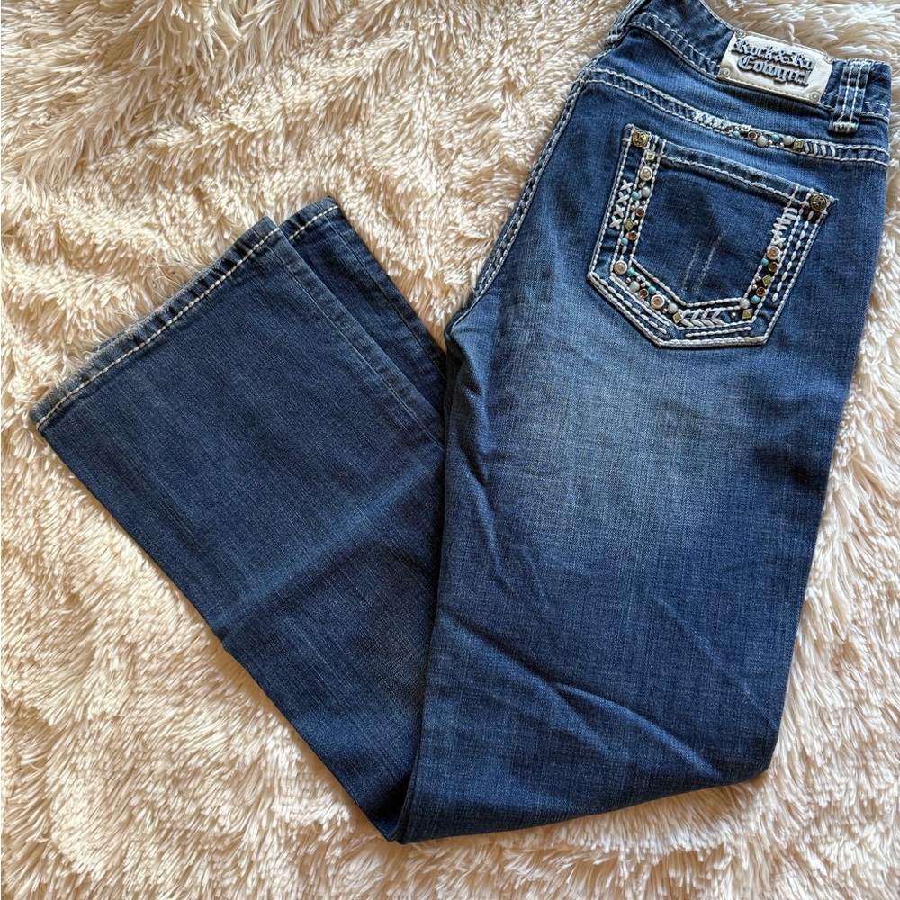Rock & Roll Cowgirl Dark Blue Boot Cut Jeans